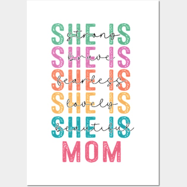 She Is MOM Retro Mother Day Wall Art by Mimimoo